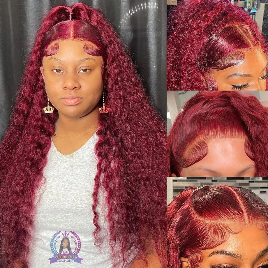 Colored Burgundy Hd Lace Frontal Human Hair