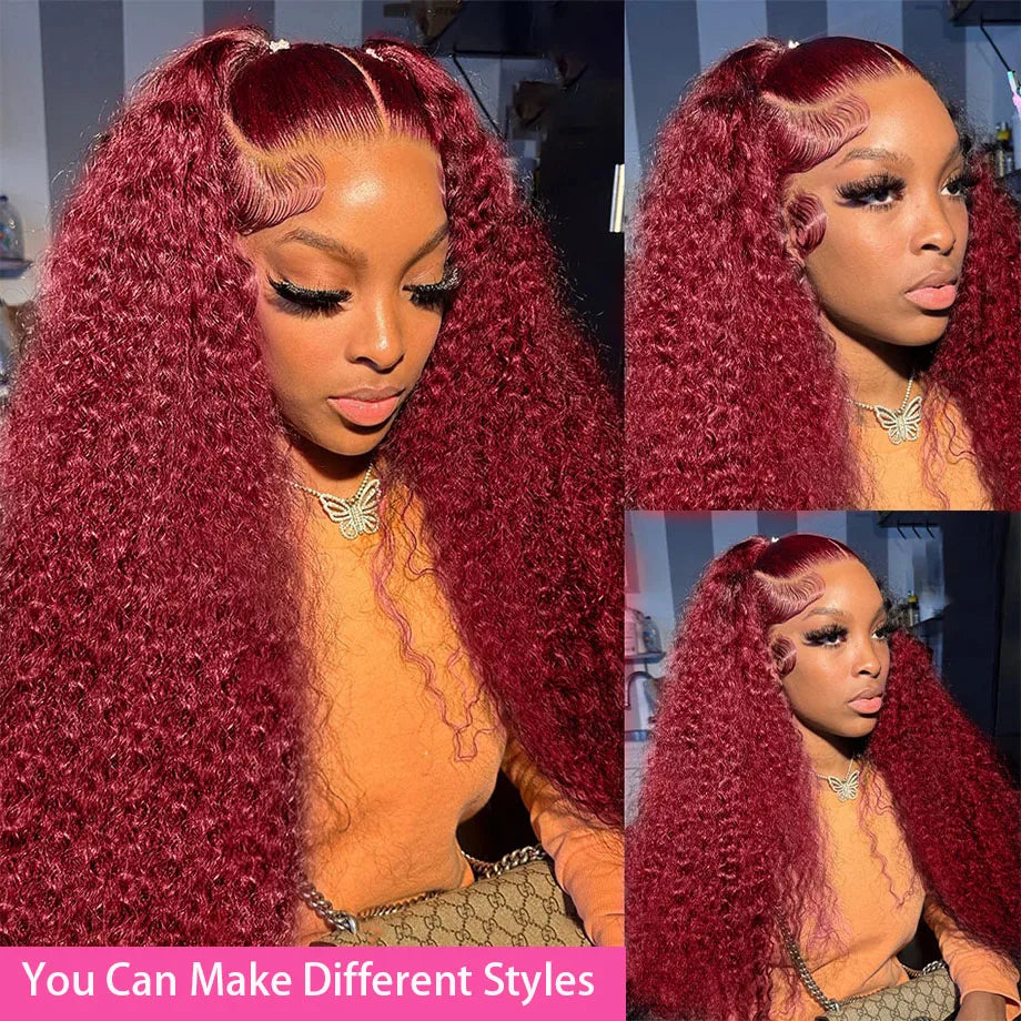Colored Burgundy Hd Lace Frontal Human Hair