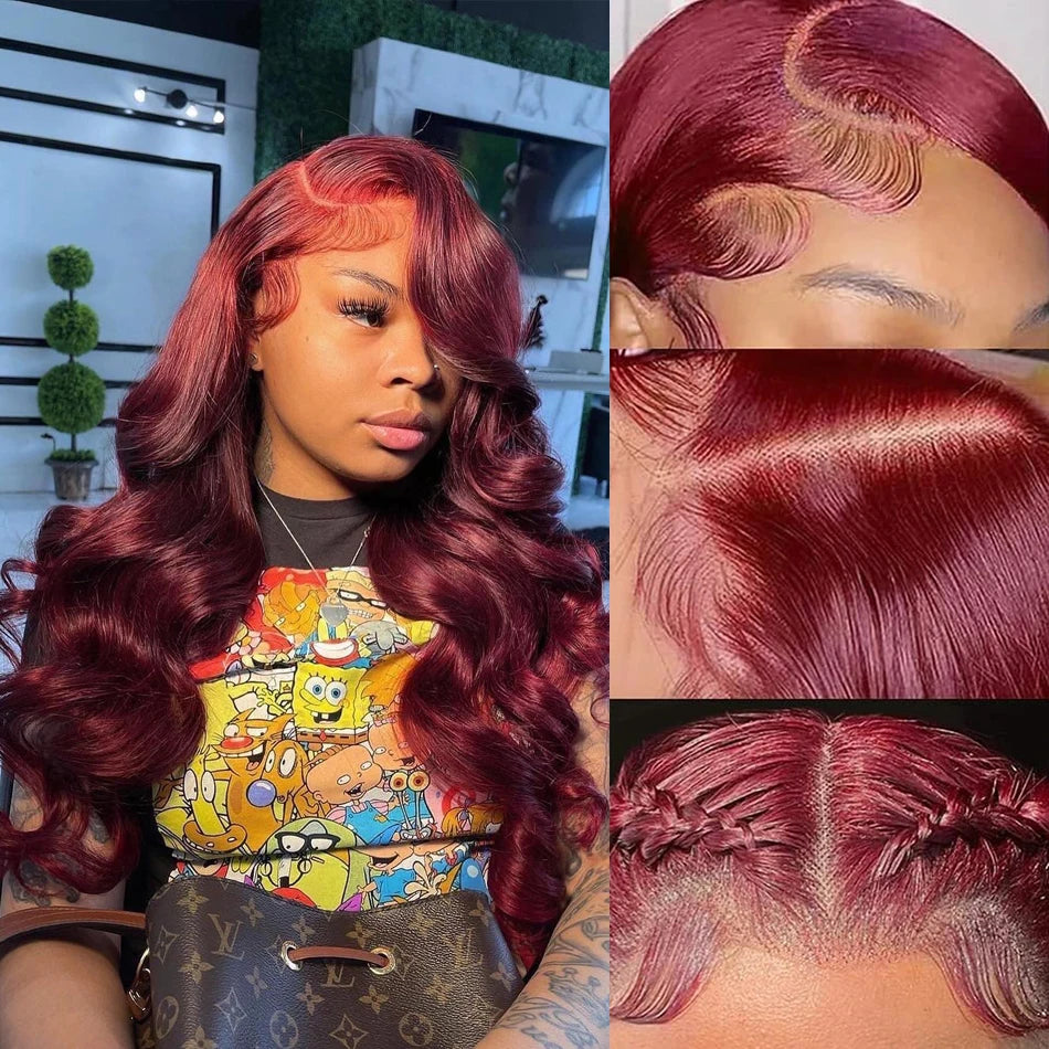 Burgundy Body Wave Lace Front Wigs