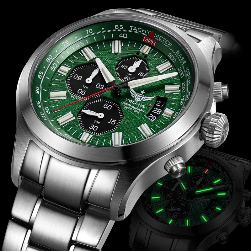 Yelang Watch For MAN Three Eyes Six Needles Quartz Watch Japan OS00 Movement Diving Watch 100M Professional Waterproof Reljo