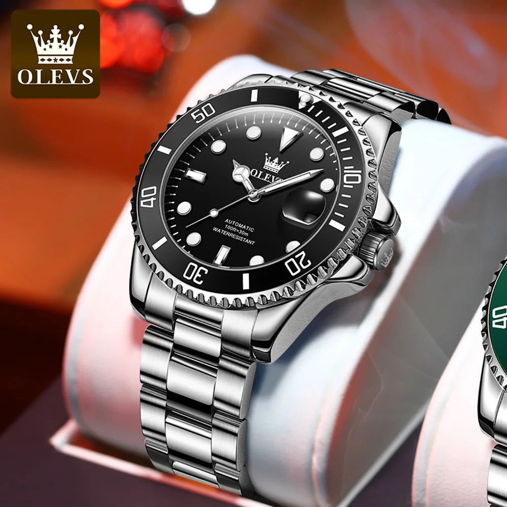 OLEVS 6650 Men Watch Classic Original Automatic Mechanical Watch For Man Zircon Scale Waterproof LuminousReloj