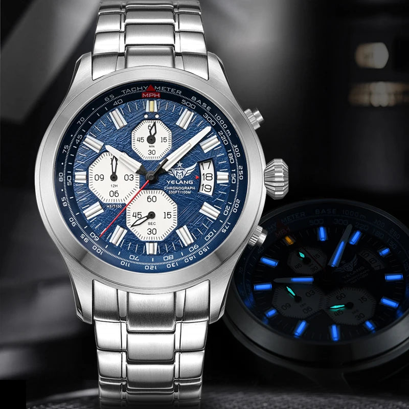 Yelang Watch For MAN Three Eyes Six Needles Quartz Watch Japan OS00 Movement Diving Watch 100M Professional Waterproof Reljo