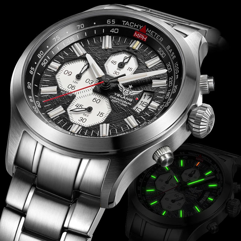 Yelang Watch For MAN Three Eyes Six Needles Quartz Watch Japan OS00 Movement Diving Watch 100M Professional Waterproof Reljo