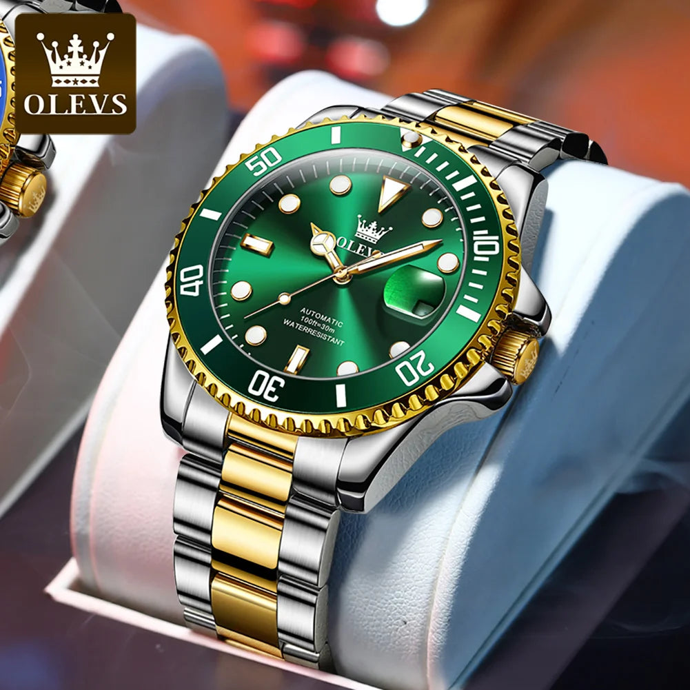 OLEVS 6650 Men Watch Classic Original Automatic Mechanical Watch For Man Zircon Scale Waterproof LuminousReloj