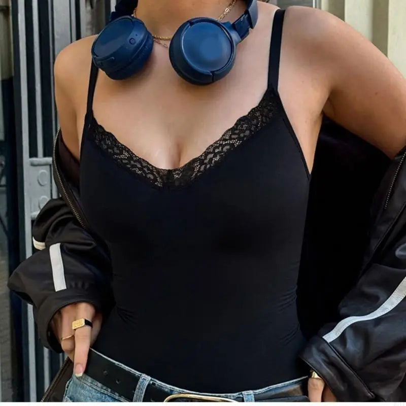 Women's Simple Camisole with Sleeveless Polyester Bodysuit Fashion Lover H7EF