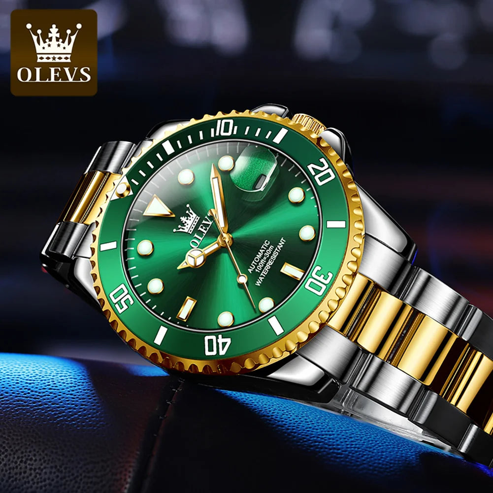 OLEVS 6650 Men Watch Classic Original Automatic Mechanical Watch For Man Zircon Scale Waterproof LuminousReloj