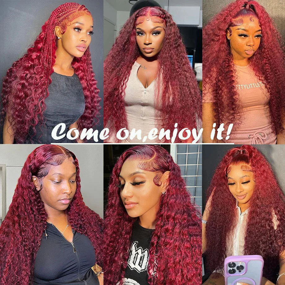 Colored Burgundy Hd Lace Frontal Human Hair