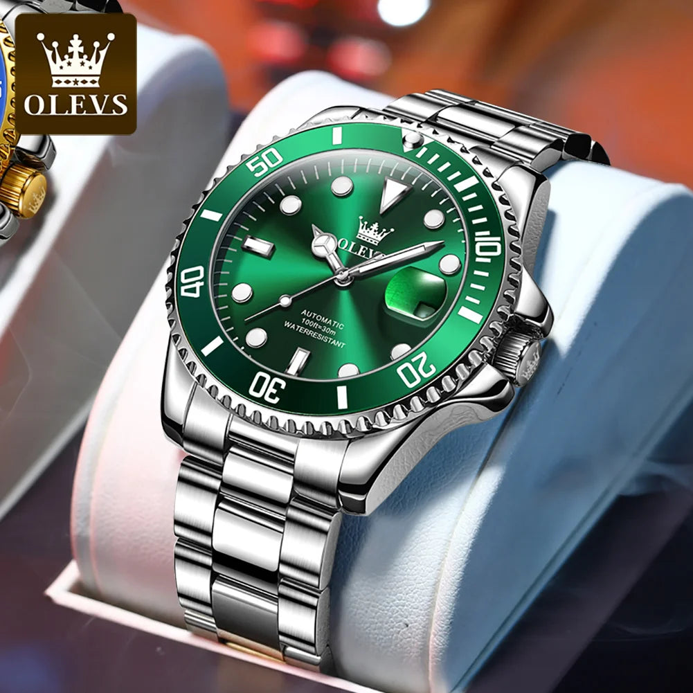OLEVS 6650 Men Watch Classic Original Automatic Mechanical Watch For Man Zircon Scale Waterproof LuminousReloj