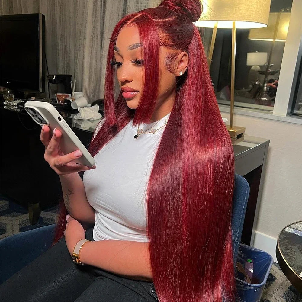 Burgundy Lace Front Wig Human Hair