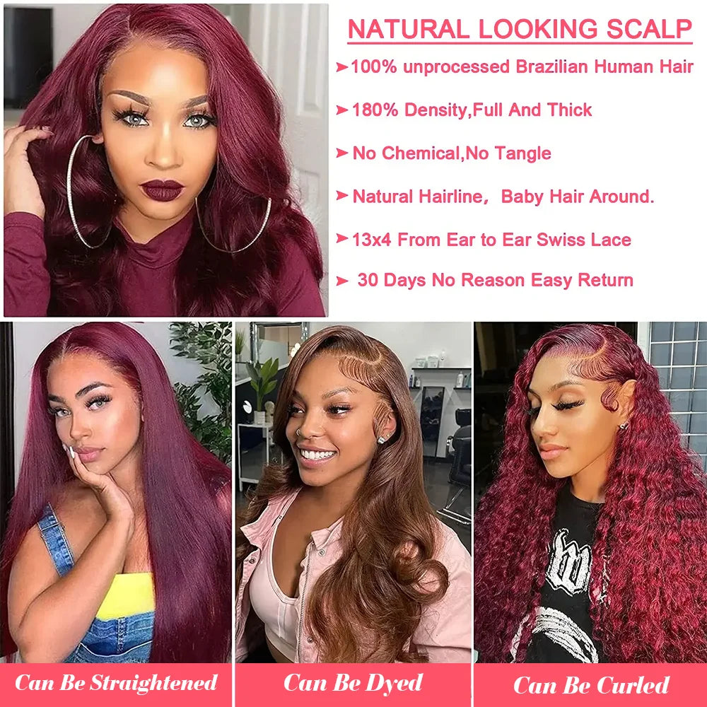 Burgundy Lace Front Wig Human Hair