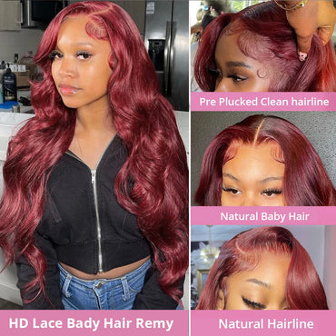Burgundy Body Wave Lace Front Wigs