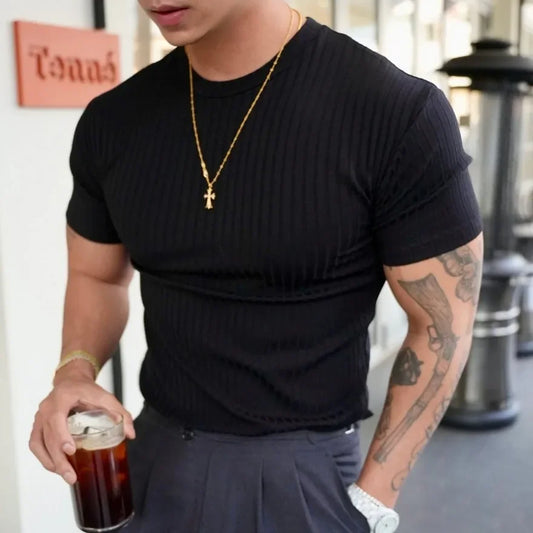 Short Sleeve Vertical Stripe T-shirt