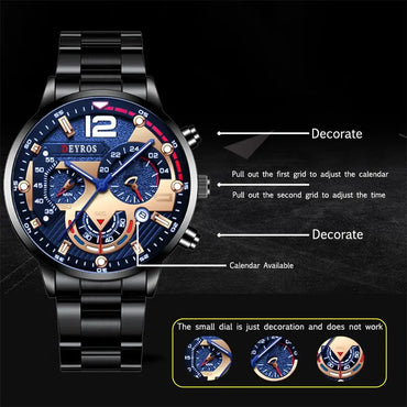 Fashion Mens Watches Luxury Quartz Wristwatch Calendar Luminous Clock Men Business Casual Watch Reloj Hombre