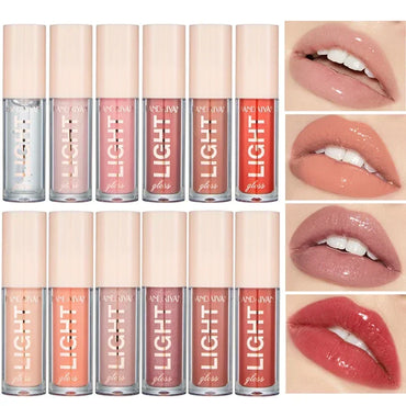 12 Colors Mirror Pearl Lip Gloss Waterproof Long Lasting