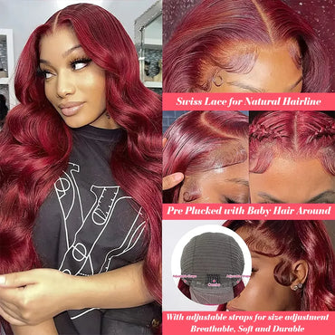 Burgundy Lace Front Wig Human Hair