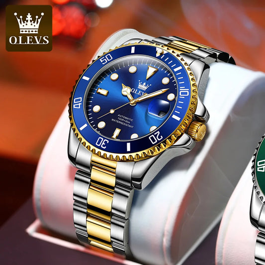 OLEVS 6650 Men Watch Classic Original Automatic Mechanical Watch For Man Zircon Scale  Waterproof LuminousReloj